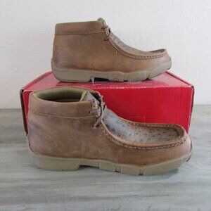Justin Mens Cappie Ostrich Print 4" Driving Moc Boot - Brown - SE239